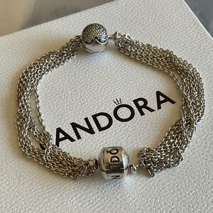 Pandora multi strand bracelet with an heart clasp charm
